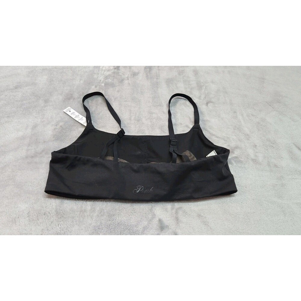 PINK‎ Victoria's Secret L Black Print Relay Square Neck Lined Sport Bra NWT